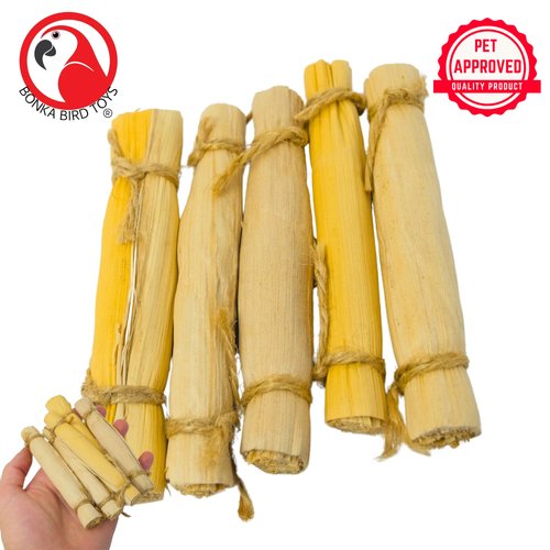 Bonka Bird Toys 2375 Pk5 4-Inch Banana Leaf Sticks Foot Talon Natural Chew Parrot Pet Cage Toy, Conure, Ringneck, Quaker, and Similar Breed Sizes