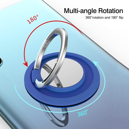 [2 Pack] Round Sparkling Cell Phone Ring Holder Stand,360 Degree Rotation and 180 Degree Adjustable Finger Ring Kickstand with Polished MetalPhone Grip (Deep Blue)
