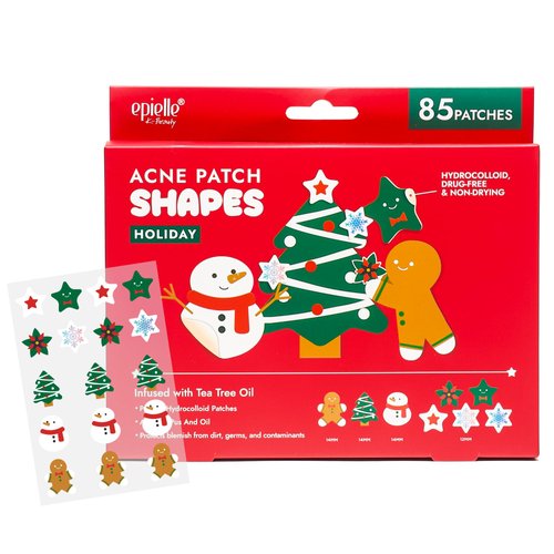 Acne Patch Shapes Edition | Acne Patches with Hydrocolloid Dressing | Fun for Parties, sleepovers, Girls' Nights, Halloween Party, Girl's gift (Christmas Patch (85ct))