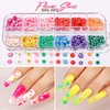 Teenitor 12 Sheets Nail Art Sticker 3D Self-Adhesive, Nail Art Decoration with 5 Boxes Holographic Nail Art Glitter Flakes Butterfly Heart Star Maple Leaf Nail Sequins and Nail Art Flower Slices