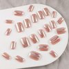 Pink Chrome Fake Nails Short Square Press On Nails Glitter Design Full Cover False Nails With Artificial Glossy Designs Acrylic Nails Reusable Stick On Nails By For Women Nail Decorations 24 Pcs
