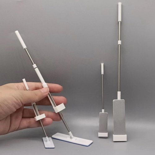 Dollhouse Miniature Simulation Sponge Mop, Mini 1:6 Mop, Miniature Floor Cleaning Mop, Dollhouse Miniature Mop, DIY Handmade Mop, Mini Household Products (4.3 inch Grey)