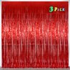 Red Metallic Tinsel Foil Fringe Curtains，Melsan 3.2 x 8 ft Foil Curtian Tinsel Backdrop Party Supplies for Birthday, Engagement, Christmas, Birthday, Anniversary, Valentine's Day - 3 Packs