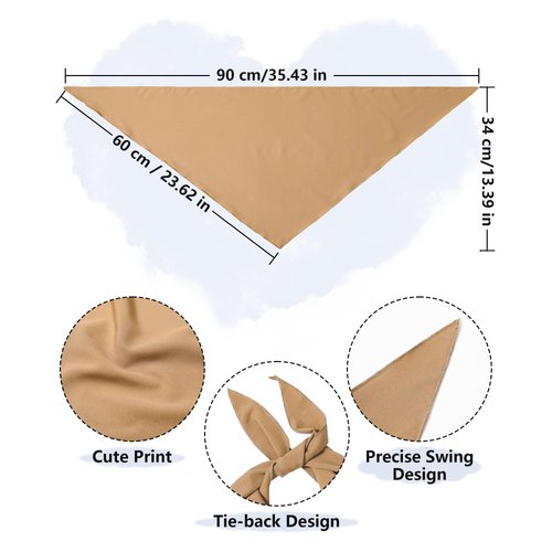 AWAYTR 3Pcs Hair Bandanas Head Kerchief for Women Girls Tie-Back Boho Hair Scarf Headband Bandana Triangle Head Scarf (Solid Color - Beige/Khaki/Brown)
