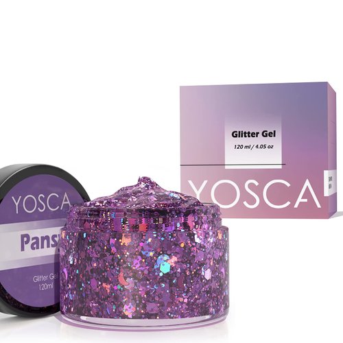 Body Glitter Gel, 120g Holographic Face Adhesive Mermaid Sequins Body Chunky Glitter Powder Liquid Lotion for Women Hair, Festival Carnival Makeup, Girls Stage, Rave Accessories - Pansy