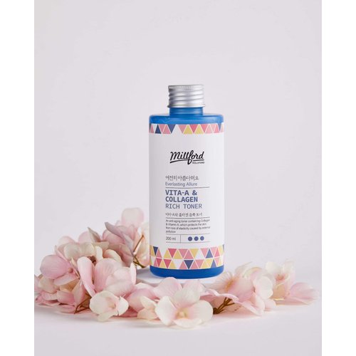 Millford Vita A & Collagen Rich Toner 6.76 Oz, 200ml, Fish/Marine Collagen, Anti Aging Serum, Face Cream, Facial Moisturizer, Wrinkes, Fine Lines, Retinyl Palmitate, Korean Skincare