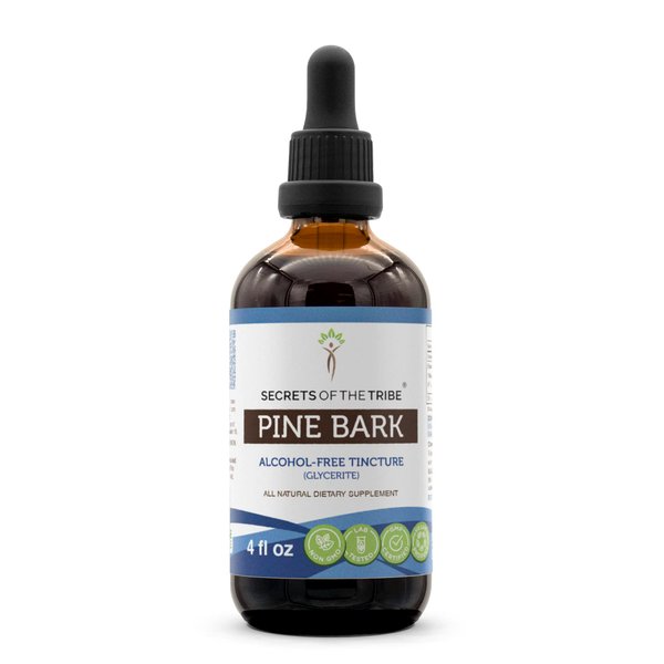 Secrets of the Tribe Pine Bark Alcohol-Free Liquid Extract, Wildcrafted Pine Bark (Pinus strobus) Dried Bark (4 FL OZ)
