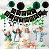 meowtastic Birthday Decorations, Happy Birthday Banner with Honeycomb Balls, Star Hanging Swirl Streamer, Circle Dot Garland, Happy Birthday Party Decorations for Women Men Boys Girls (Green & Black)