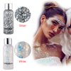 AWCCXMYM Body Glitter Gel Face Glitter for Body,Face,Eye,Hair Glitter Makeup Liquid Long Lasting Sparkling Mermaid Scales for Festival Art Party Halloween for Woman Kids(Silver)