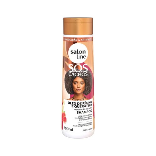 Linha Tratamento (SOS Cachos) Salon Line - Shampoo Ricino e Queratina - Reparacao Extrema 5 em 1-300 Ml - (SOS Curls - 5 in 1 Extreme Restoration Castor and Keratin Shampoo 10.14 Fl Oz)