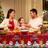 Tiamon Fabric Christmas Tablecloth Table Cover for Rectangle Table, Washable Snowman Santa Claus Table Cloth Decorations for Xmas Winter Holiday Party Supplies (52 x 70 Inch)