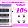 GAQQI Lash Clusters, GQ03 False Eyelashes DIY Lash Extensions C Curl 168PCS Cluster Lashes 12MM, Wispy and Natural Lash Wisps (GQ03,12mm,C Curl)