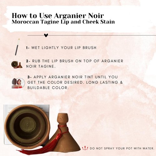 Arganier Noir Moroccan Lip Stain Tagine- Authentic Lip and Cheek Tint for Lips and Cheeks| Moroccan Lipstick