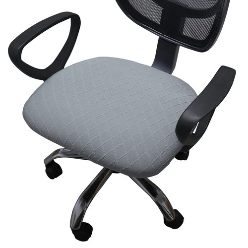 Melaluxe Stretch Jacquard Office Chair Cover, Removable Washable Desk Chair Cover Rotating Chair Seat Slipcover, Silver