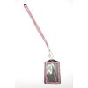 Pink Crystal Lanyard w/ Vertical Rhinestone Lined Badge Holder