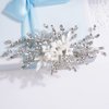 Missgrace Bridal Wedding Crystals Rhinestones Handmade Flower Leaves Side Hair Comb Special Occasion Headpiece Gold Silver Comb Hair Accessories for Women (Silver)