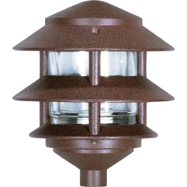 NUVO SF76/632 One 2 Louver Hood Outdoor Pagoda Landscape Pathway Light, 2 Tier-Small, Old Bronze