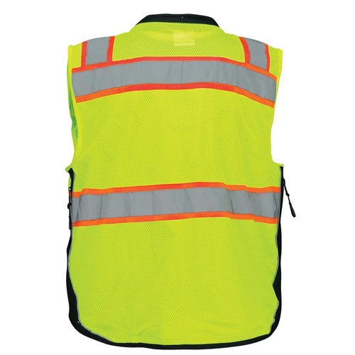 Global Glove GLO-099 Premium High-Visibility Surveyors Safety Vest, Lightweight and Breathable, Zipper Closure, 9 Pockets, XL