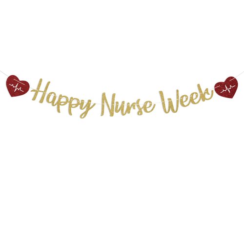 Happy Nurse Week Banner, Nurses Appreciation Week Party Decorations, Thank You Nurses Banner, Nurse Week Decorations Nurse Appreciation Party Supplies Gold Glitter