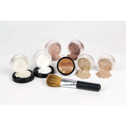 XXL KIT (LIGHT) Includes FACE BRUSH Full Size Mineral Makeup Set Bare Face Matte Foundation Full Coverage