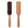 BRUSHZOO Boar Bristle Brush for Men's Fine to Normal Hair - Beech Handle Hairbrush for Hair & Beard Grooming