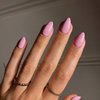 Bright Pink Press On Nails Short Oval,Xcreando Almond Fake Nails Glue on Nails Short,Acrylic Nails Press ons,Gel Nails False Nails Short,Stick on Nails for Women and Girls in 24 PCS