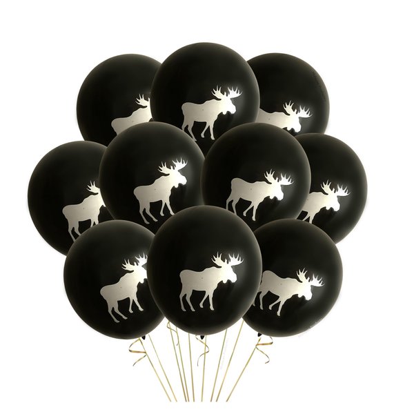 Moose Balloons 12ct, Latex Party Balloons Woodlands Theme Moose Birthday Party Standard Size 12"