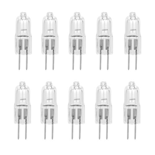 10 Pack CRYSTAL CLEAR LENSE 10 Watt AC DC 12V Capsule T3 Light Bulb Replacement JC G4 2 Pin Base Halogen Kitchen Table Pendant Lamp 12 Volt 10W Bi-Pin Warm Clear Bright White Landscape Desk Lighting