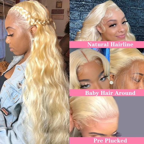 LONELY DUST 26 Inch 613 13x6 Lace Front Wig Human Hair Blonde HD Lace Front Wigs Human Hair Pre Plucked 180% Density Body Wave Transparent Lace Frontal Glueless Wigs Human Hair