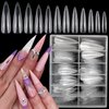 LoveOurHome 240pc Long Stiletto Nail Tips XL Clear Acrylic False Nails Pointy Stiletto Artificial Fake Nail Art Tips Full Cover 12 Size Manicure DIY Fingernails Design Nail Decor for Women Girls