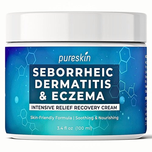 PURESKIN Seborrheic Dermatitis Cream Ketoconazole: Psoriasis Eczema Treatment for Skin Scalp - Natural Relief for Flaking Irritated Skin 3.4 Oz