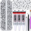 B7000 Jewelry Adhesive Glue with Rhinestones for Crafts, Audab 2100Pcs Flat Back Gems Crystal Rhinestones with Tweezer Dotting Tools Clear Glue for DIY Clothes Fabric Shoes Jewelry Making Nail Art