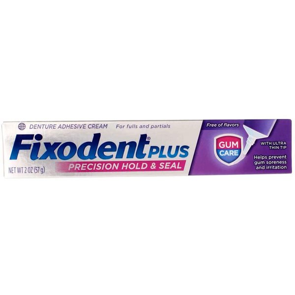 Fixodent Plus Gum Care Denture Adhesive Cream 2 oz (Pack of 8)