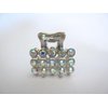 Generic Small mini silver square shaped metal hair claw clip with crystals (Primary color: AB), 1 Count (Pack of 1)