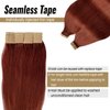 22 Inch Tape in Hair Extensions Remy Human Hair Extensions Skin Weft Tape in Straight Thick Natural Hair Extensions 60g 20pcs Dark Auburn #33 Real Human Hair Extension