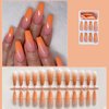 French Press on Nails Long Coffin Fake Nails Full Cover False Nails with gradient Design Acrylic Nails for Women and Girls 24Pcs (orange)