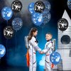 Space Party Balloons, 12 Inch Outer Space Themed Party Decorations Supplies Blue Black Confetti Latex Balloons Astronaut Planet Helium Balloons for Kids Boys Space Theme Birthday Baby Shower Party