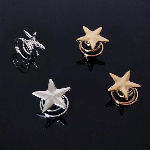 E EMZHOLE Boho Star Hair Coils Swirls Spiral Hair Pins 5Pcs Gold Hair Studs Twist Star Hair Ring Swirl Hair Twists Coils Decorative Hair Accessories for Women and Girls (03)