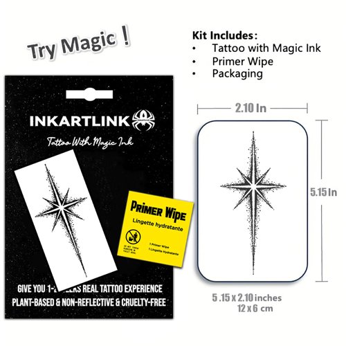 INKARTLINK Semi Permanent Tattoos, Temporary Tattoos for Girls, Party Tattoos, Waterproof, Natural and Realistic, Cruelty-free, Easy to Apply (Shining Star)