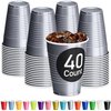 DecorRack 40 Party Cups 12 oz Disposable Plastic Cups for Birthday Party Bachelorette Camping Indoor Outdoor Events Beverage Drinking Cups (Grey, 40)