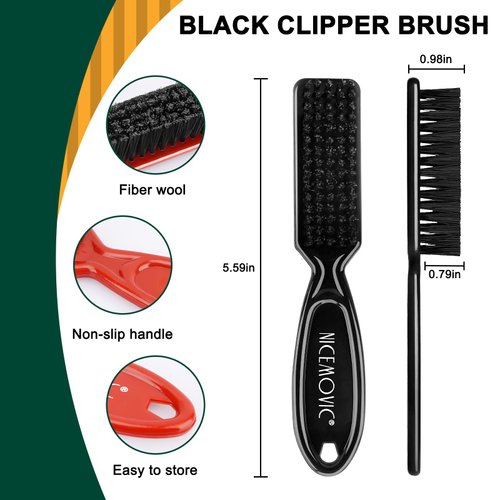 NICEMOVIC Barber Clipper Cleaning Brushes, 10 Pcs Plastic Handle Nylon Bristles, Anti-Slip Handle Mini Brush Bulk Set, Duster Manicure Brush for Hair Styling Tools, Kitchen Sink, Shoes (Black&Red)
