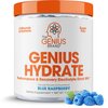 Genius Hydrate Powder Drink Mix Blue Raspberry 50 Servings - Natural Electrolyte Hydration Booster Endurance Supplement with Coconut Water Potassium Magnesium Zinc Sugar Free No Artificial Sweeteners
