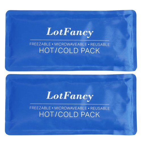 LotFancy Ice Pack for Injuries, Pack of 2, Reusable Hot Cold Pack for Therapy, Cooling or Heating Pad for First Aid, Back Shoulder Neck Head Feet Pain Relief,10.5 x 5 Inches