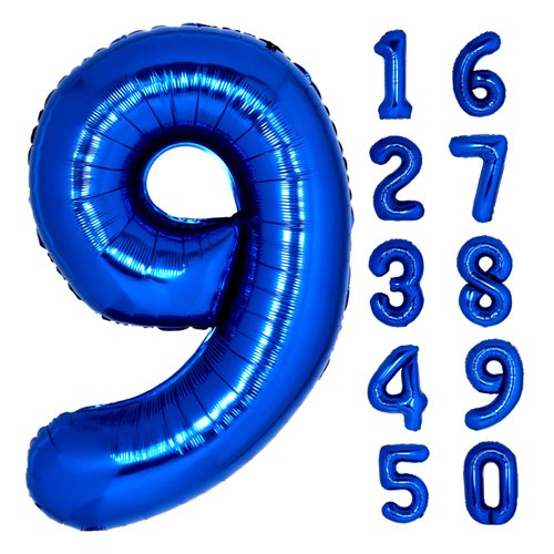 40 Inch Giant Navy Blue Number 9 Balloon, Helium Mylar Foil Number Balloons for Birthday Party, 9th Birthday Decorations for Kids, Anniversary Party Decorations Supplies (Navy Blue Number 9)