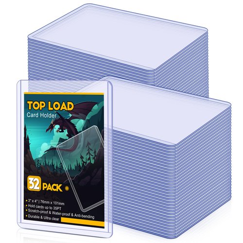 32 Count Topload Card Holder, Sooez 35PT Topload Card Protector, 3" x 4" Hard Plastic Card Sleeves, Baseball Card Protector, Rigid Toploading Card Case for Collectible Trading Sports Cards