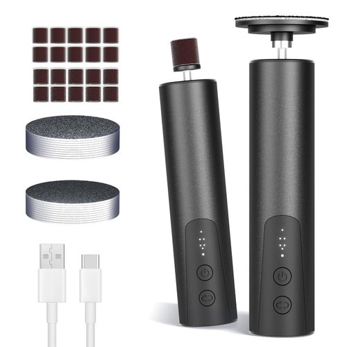 Ranrose Multifunction Electric Callus Remover for Feet - 2 in 1 Rechargeable Portable Electric Foot File with Replaceable Nail Drill Bit - 6 Adjustable Speeds Professional Pedicure Tools for Feet