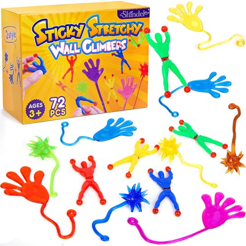 Shindel 72PCS Sticky Toys for Kids, Stretchy Sticky Toys Sticky Hands Wall Climbers Sticky Hammer...