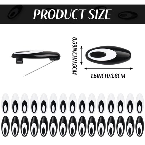 Hanycon 50PCS Scarf Safety Pins Plastic Cover Pins Oval Safety Pin for Safety Locking Clothes Brooch Pins Scarf Clips (Black and White)