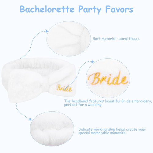Jaciya Bachelorette Party Favors Spa Makeup Headband 8 Packs Bride Bridesmaid Headband Bridal Shower Gifts Wedding Hair Accessories(White,Blue)