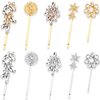 10PCS Crystal Hair Clips Vintage Rhinestone Hair Pin Metal Alloy Plume Bobby Pin Leafy Vine Hair Barrettes Stars Pearl Daisy Hair Accessories for Women Girls Brides